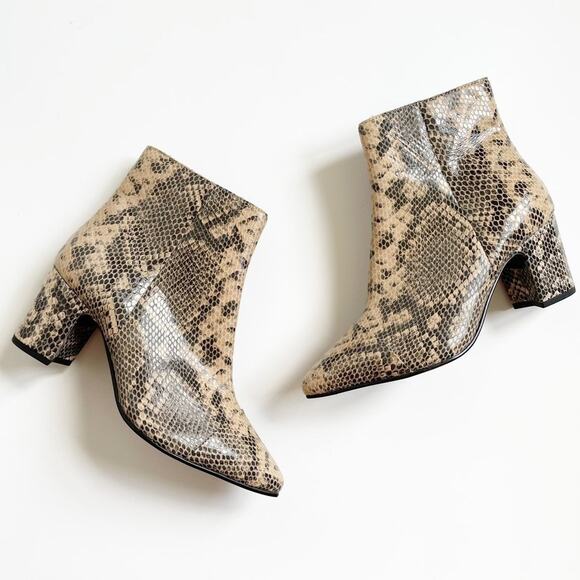 NEW Seychelles Leather Python Print No One Like You Cap Toe Bootie - Picture 4 of 11